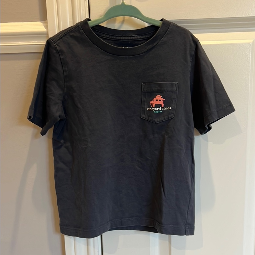 Vineyard Vines Navy Tee with Coral Logo